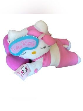 Vintage 2005 Sanrio Hello Kitty Sleeping Plush Heart Pillow Eye Mask 19” w/ Tag